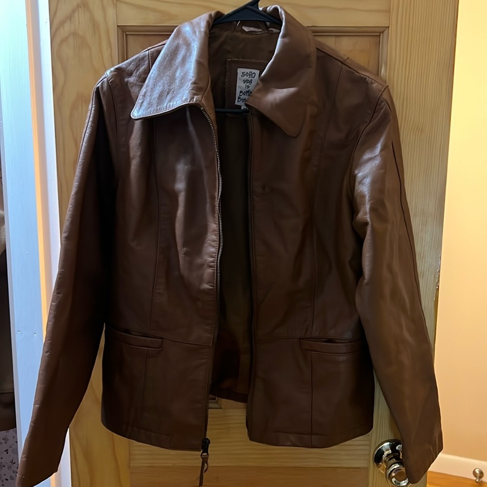 Soho chocolate, brown, leather bomber